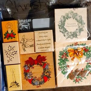 Set Of 8 Holiday Stamp Set - wreathes